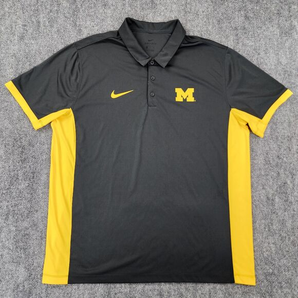 Michigan Wolverines Polo Shirt Mens XXL Nike Anthracite Classic Performance - Picture 1 of 16